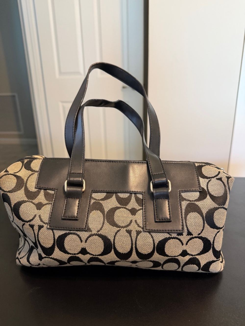 Coach style  Khaki and Black Signature Satchel (not authentic)